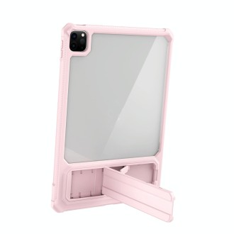 For iPad Pro 11 2020 / 2021 Transparent Acrylic PC TPU Tablet Case with Holder(Pink)