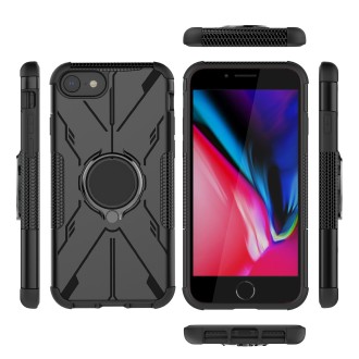 For iPhone SE 2022 / 8 / 7 Armor Bear Shockproof PC + TPU Phone Case(Black)