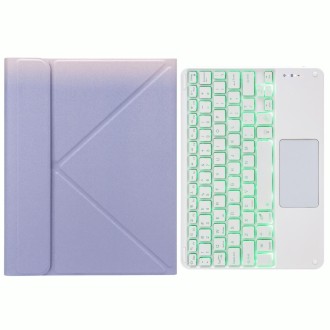 H-097CS Touch Backlight Bluetooth Keyboard Leather Case with Rear Three-fold Holder For iPad 9.7 2018 & 2017(Purple)