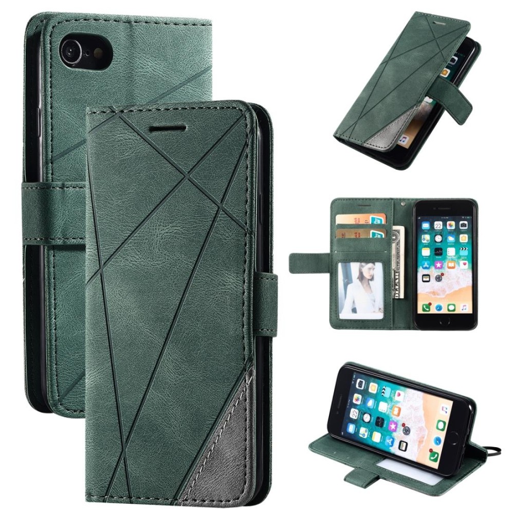 For iPhone SE 2022 / SE 2020 / 8 / 7 Skin Feel Splicing Horizontal Flip Leather Case with Holder & Card Slots & Wallet & Photo F