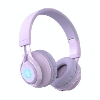 BT06C Cute Wireless Bluetooth 5.0 Headset for Children with Microphone LED Light Suppport Aux-in(Purple)