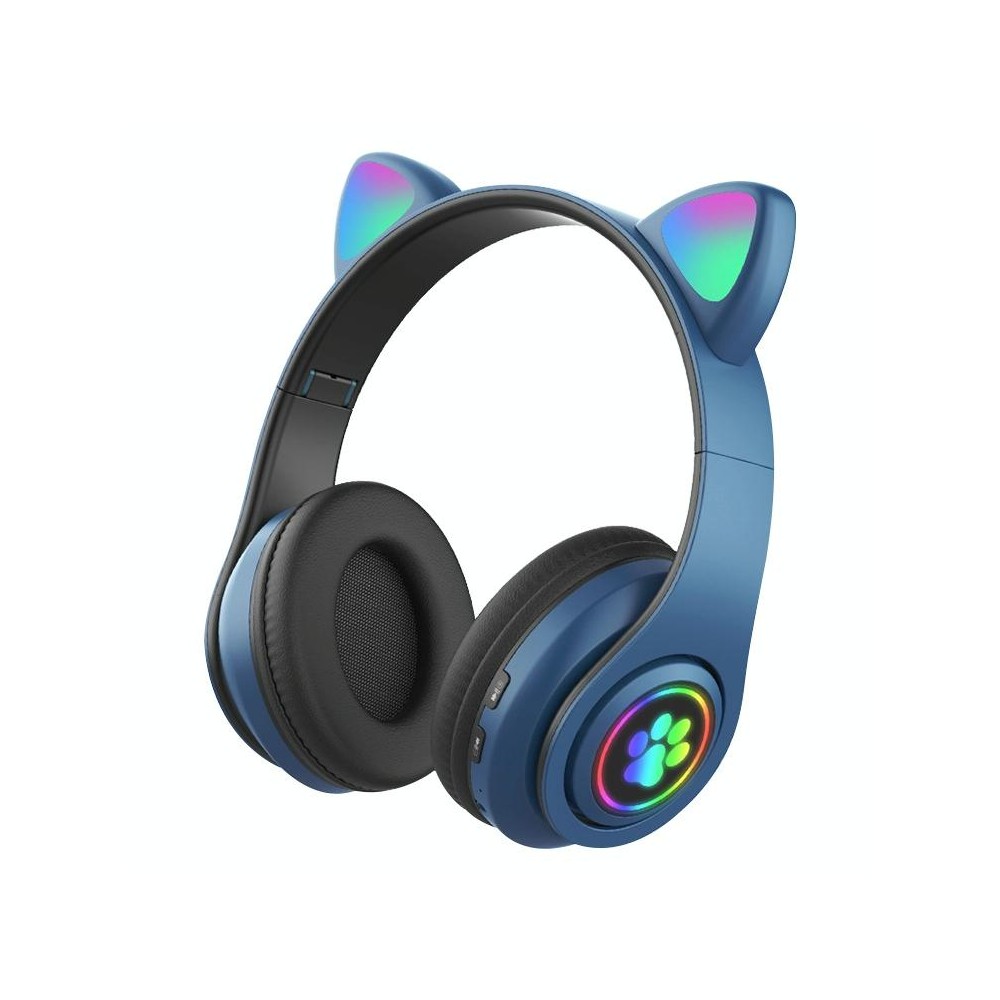 B39 Cat Ear Design LED Gradient Light Wireless Bluetooth Headset (Dark Green)