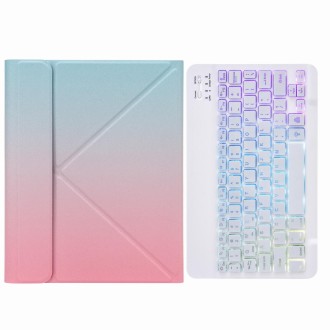 H-102S3 Tri-color Backlight Bluetooth Keyboard Leather Case with Rear Three-fold Holder For iPad 10.2 2020 & 2019 / Pro 10.5 inc