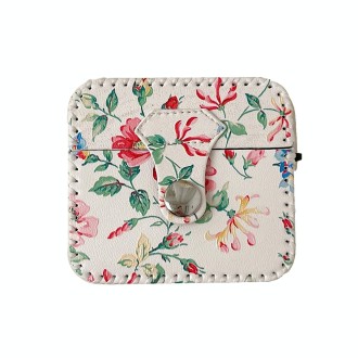 For AirPods Pro 2 White Floral PU Leather Wireless Earphone Case