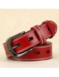 ZK--049 Double-stitched Hollow Pin Buckle Belt, Length: 115cm(Red)