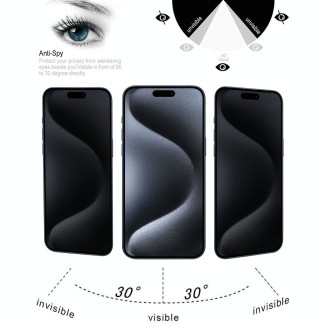 For iPhone 15 Pro Max / 15 Plus High Transparency Full Cover Anti-spy Tempered Glass Film