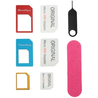 Nano SIM to Micro SIM Card Adapter + Nano SIM to Standard SIM Card Adapter + Micro SIM to Standard SIM Card Adapter + Sim Card T