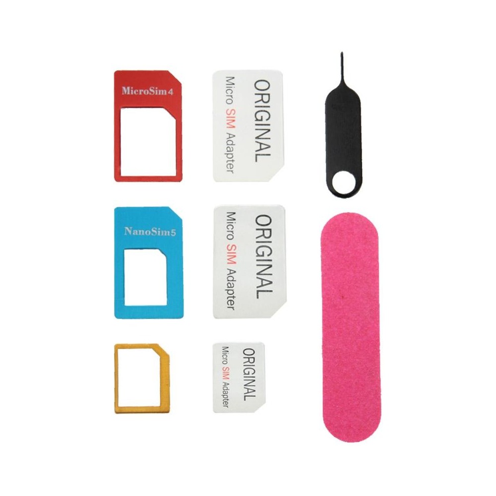 Nano SIM to Micro SIM Card Adapter + Nano SIM to Standard SIM Card Adapter + Micro SIM to Standard SIM Card Adapter + Sim Card T