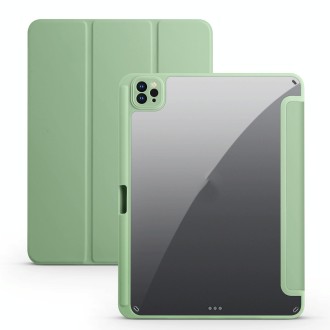 For iPad Air 13 2024 / Pro 12.9 2022 / 2021 / 2020 / 2018 Acrylic 3-folding Smart Leather Tablet Case(Green)