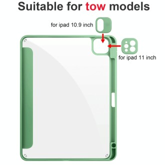 For iPad Air 13 2024 / Pro 12.9 2022 / 2021 / 2020 / 2018 Acrylic 3-folding Smart Leather Tablet Case(Green)