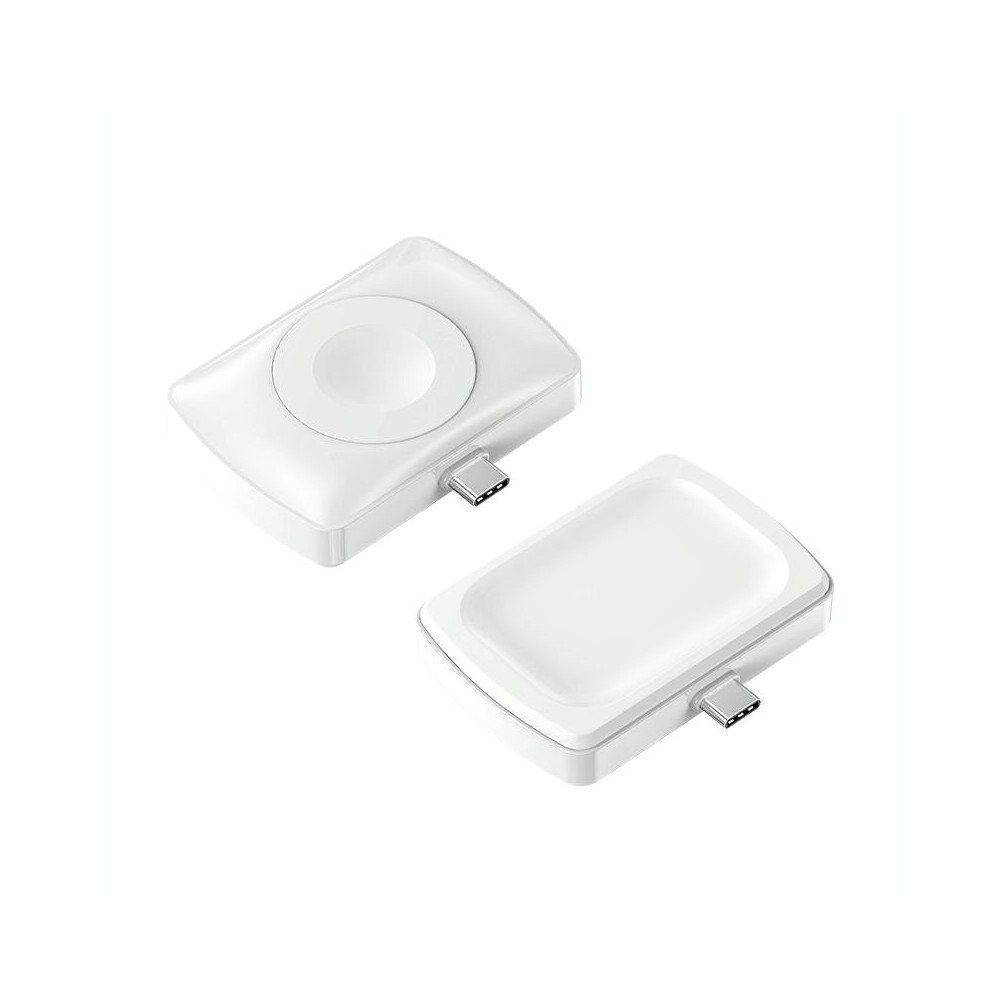 JJT-997 Type-C Interface Earphone and Watch Double-sided Wireless Charger for AirPods & iWatch(White)