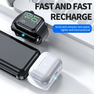 JJT-997 Type-C Interface Earphone and Watch Double-sided Wireless Charger for AirPods & iWatch(White)