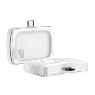 JJT-997 Type-C Interface Earphone and Watch Double-sided Wireless Charger for AirPods & iWatch(White)