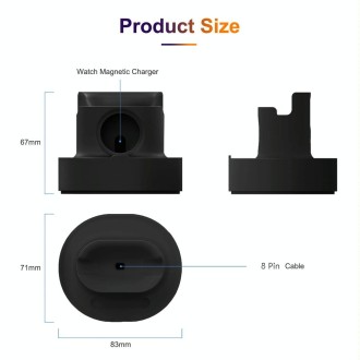 2 In 1 Smart Watch Charging Bracket Desktop Silicone Watch Charging Stand For Apple Watch(Black)