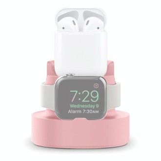 A001 3 In 1 Silicone Charging Holder for iPhone / iWatch / AirPods(Pink)