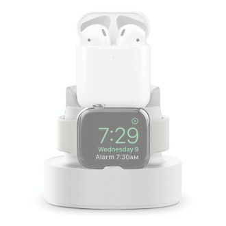 A001 3 In 1 Silicone Charging Holder for iPhone / iWatch / AirPods(White)