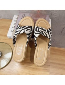 999 Ladies Wedge Platform Slippers, Size: 34(Zebra)