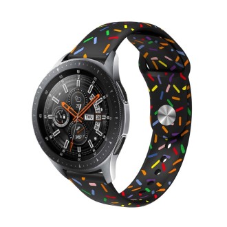 20mm Universal Reverse Buckle Colorful Oval Dot Pattern Silicone Watch Band(Black)