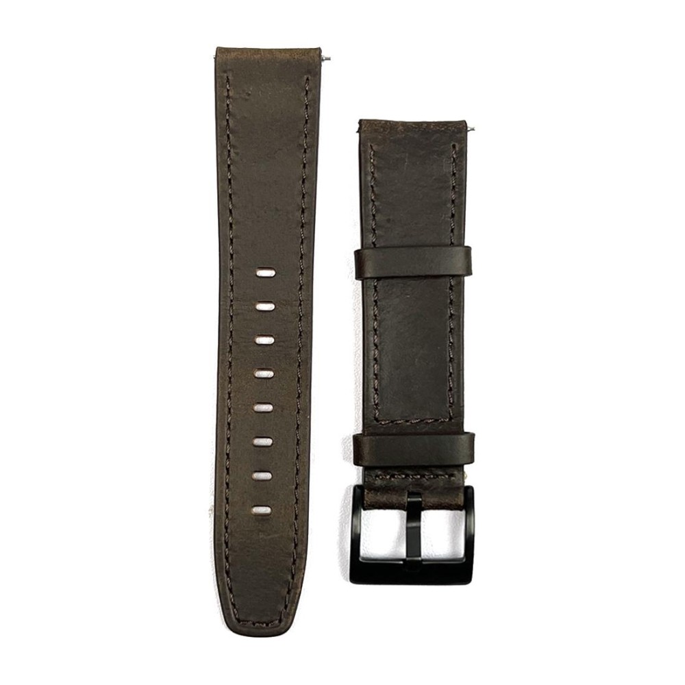 22mm Universal Retro Texture Leather Watch Band(Coffee Color)