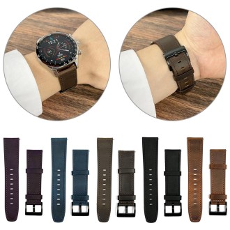 22mm Universal Retro Texture Leather Watch Band(Coffee Color)