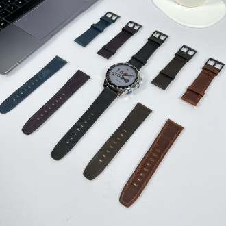 22mm Universal Retro Texture Leather Watch Band(Coffee Color)