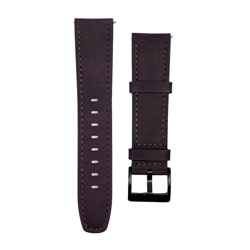 22mm Universal Retro Texture Leather Watch Band(Purple)