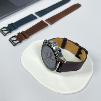 22mm Universal Retro Texture Leather Watch Band(Purple)