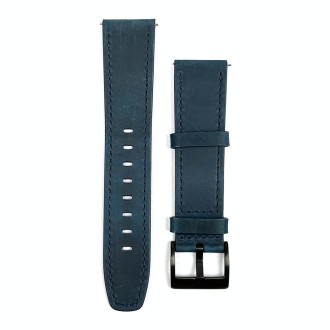 22mm Universal Retro Texture Leather Watch Band(Blue)