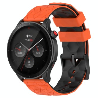 22mm Universal Football Pattern Two-Color Silicone Watch Band(Orange+Black)