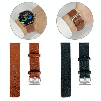 22mm Universal Buffalo Leather Watch Band(Black)