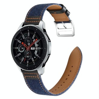 22mm Denim Leather Watch Band(Black A)