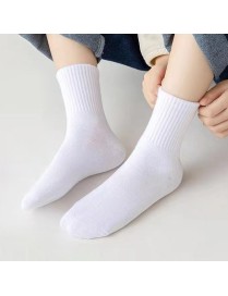 Children Cotton Solid Color Boneless Mid-Calf Breathable Sweat-Absorbent Socks, Size: XL(White)