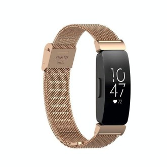 For Fitbit Inspire 3 Buckle Fine Mesh Stainless Ssteel Watch Band(Rose Gold)