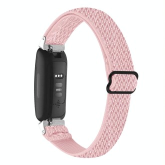 For Fitbit Inspire 3 Buckle Wave Braided Nylon Watch Band(Pink)