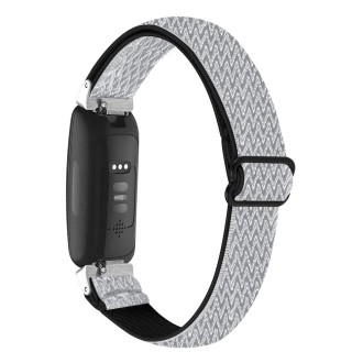 For Fitbit Inspire 3 Buckle Wave Braided Nylon Watch Band(White Black)