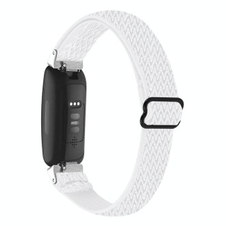 For Fitbit Inspire 3 Buckle Wave Braided Nylon Watch Band(White)