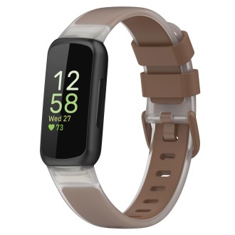 For Fitbit Inspire 3 Two Color Transparent Silicone Watch Band(Brown)