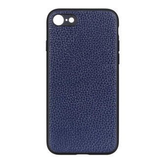 For iPhone 8 / 7 Litchi Texture Genuine Leather Folding Protective Case(Blue)