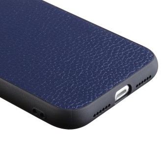 For iPhone 8 / 7 Litchi Texture Genuine Leather Folding Protective Case(Blue)