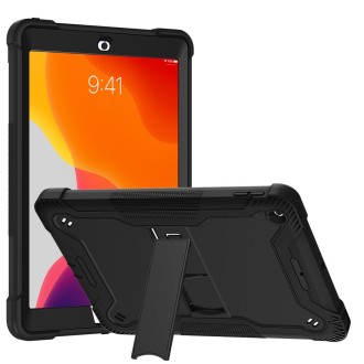 For iPad 10.2 2021 / 2020 / 2019 Silicone + PC Shockproof Protective Case with Holder(Black)