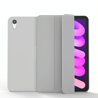 For iPad mini 6 Double-sided Matte TPU Tablet Leather Case with 3-folding Holder & Sleep / Wake-up Function(Grey)