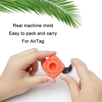 Tracker Anti-Lost Silicone Case For Airtag, Color: Coral+Lanyard+Key Ring