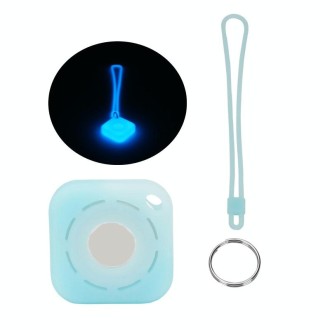 Tracker Anti-Lost Silicone Case For Airtag, Color: Luminous Blue+Lanyard+Key Ring