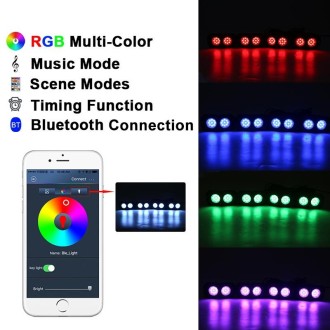 DC12-24V 18/27/36W 4 in 1 Dual-row RGB Mobile Phone Bluetooth APP Control Car Bottom Light / Chassis Light / Yacht Deck Light