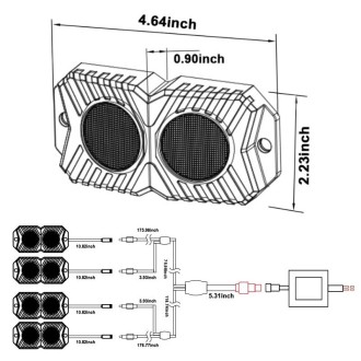 DC12-24V 18/27/36W 4 in 1 Dual-row RGB Mobile Phone Bluetooth APP Control Car Bottom Light / Chassis Light / Yacht Deck Light