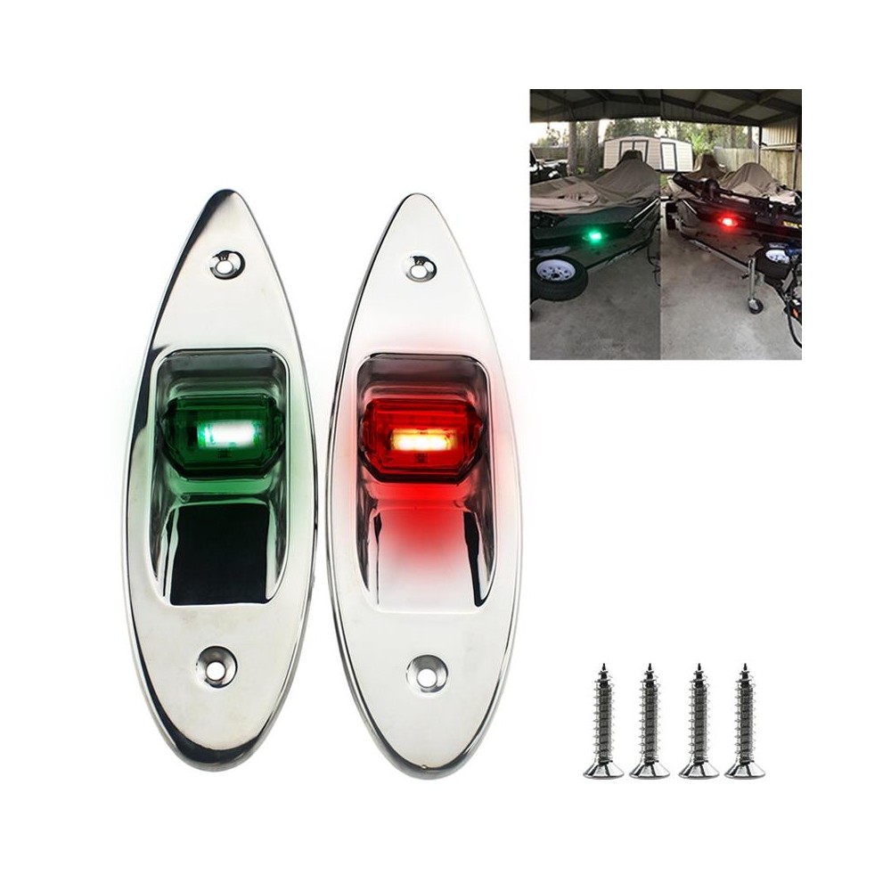 D2944 1W 12V Marine Boat Waterproof Navigational LED Side Bow Tear Drop Lights (Green and Red)