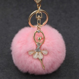 Ballet Golden Keychain Key Holder Key Chains Rings Holder Rex Rabbit Car Bag Pendant Fashion Bag Ornaments Pendant, Random Color