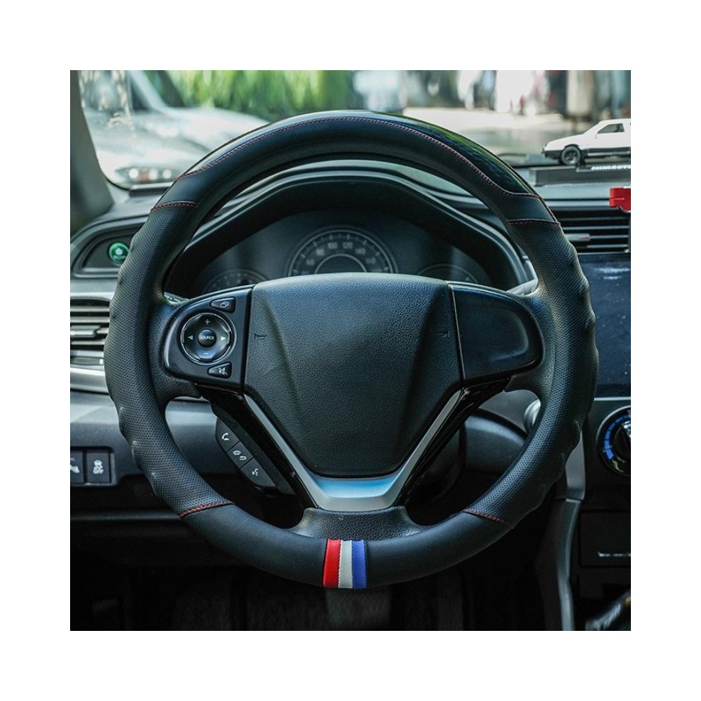 38cm Microfiber Leather Sports Colorful Car Steering Wheel Cover, Color: Black(D Type)