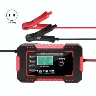 Motorcycle / Car Battery Smart Charger with LCD Creen, Plug Type:US Plug(Red)