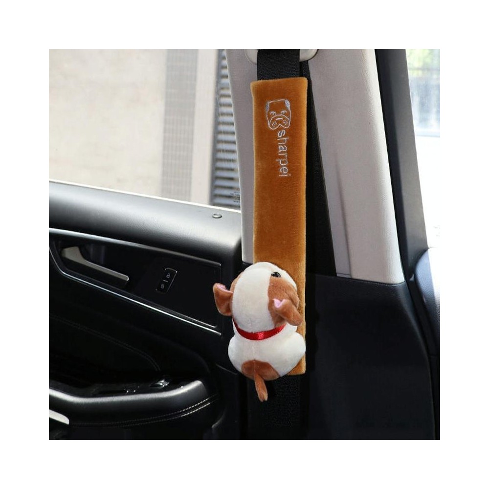 002 Cute Cartoon Thicked Seat Belt Anti-Strangled Protective Cushion, Length: 23cm (Brown Dog)